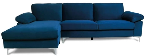 ALEX Καναπές Σαλονιού Καθιστικού Δεξιά Γωνία, Ύφασμα Navy Blue Velure