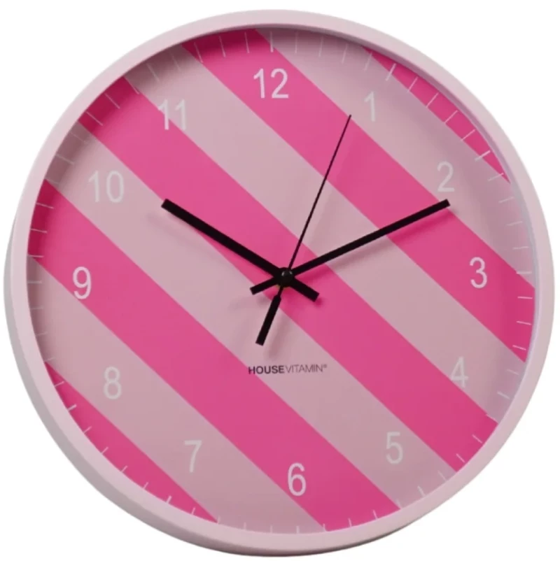 HOUSEVITAMIN Ρολόι Τοίχου Striped Pattern – Pink