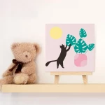 Figured’Art Καμβάς Ζωγραφικής με Αριθμούς – Cat Plays with Monstera 20×20cm