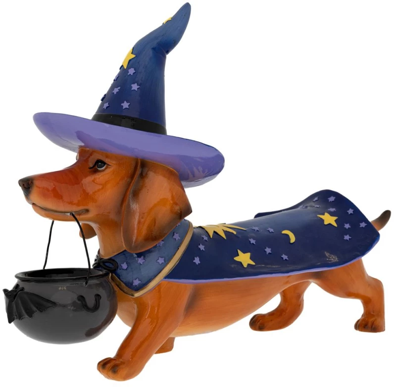 Διακοσμητική φιγούρα σκύλου Wizard Halloween από πολυρεζίνη 55x22x37 εκ