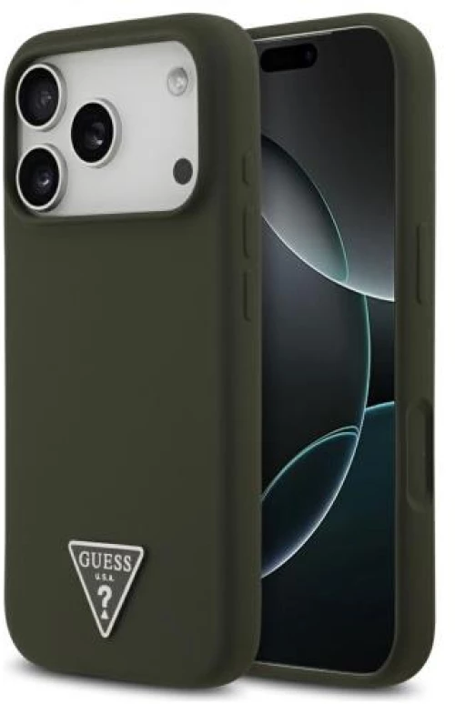 Θήκη Σιλικόνης Guess MagSafe Apple iPhone 17 Pro Max Triangle Logo Χακί