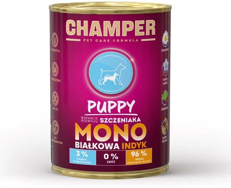 CHAMPER Puppy Monoprotein Turkey - wet dog food - 400g