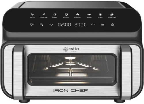 ESTIA ΦΡΙΤΕΖΑ ΑΕΡΟΣ - ΦΟΥΡΝΑΚΙ & GRILL IRON CHEF 2000W 10lt ΜΕ 8 ΠΡΟΡΥΘΜΙΣΜΕΝΑ ΠΡΟΓΡΑΜΜΑΤΑ
