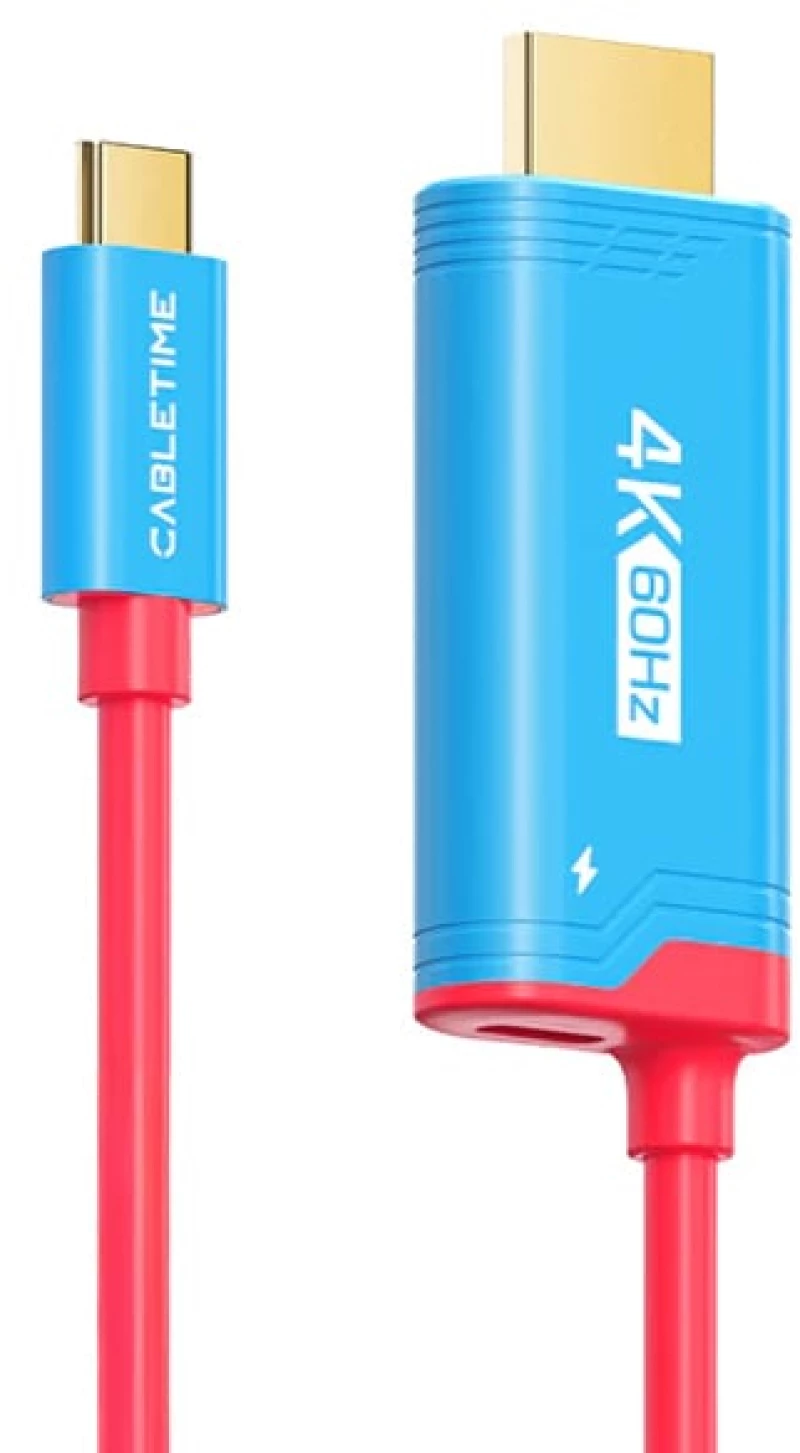 CABLETIME καλώδιο USB-C σε HDMI CT-CMHD4P, 4K/60Hz, PD100W, 2m, κόκκινο