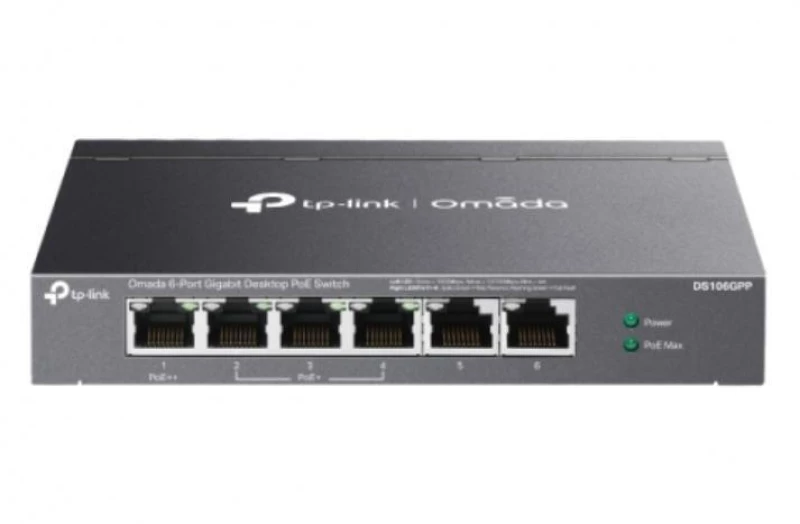 TP-LINK DS106GPP Omada Unmanaged L2 PoE++ Switch με 6 Θύρες Gigabit (1Gbps) Ethernet