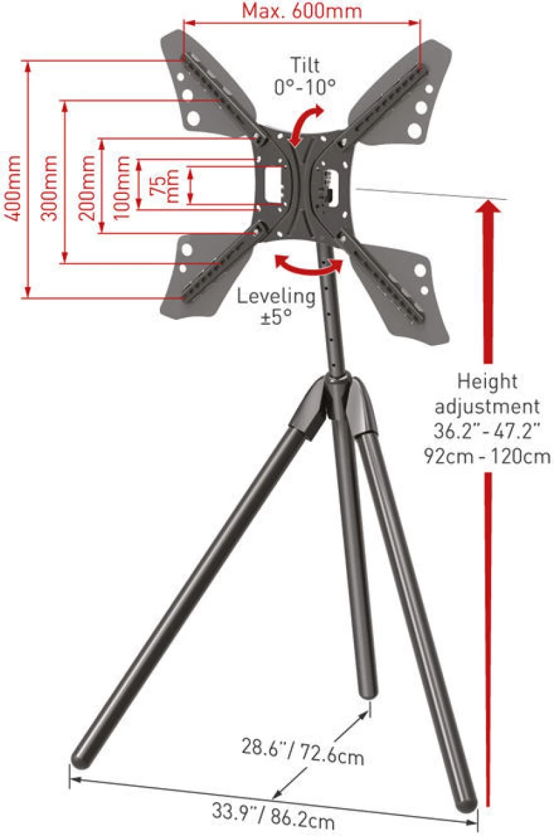 Βάση Τηλεόρασης Δαπέδου DTP410 Barkan 13" - 83" σε Τρίποδο