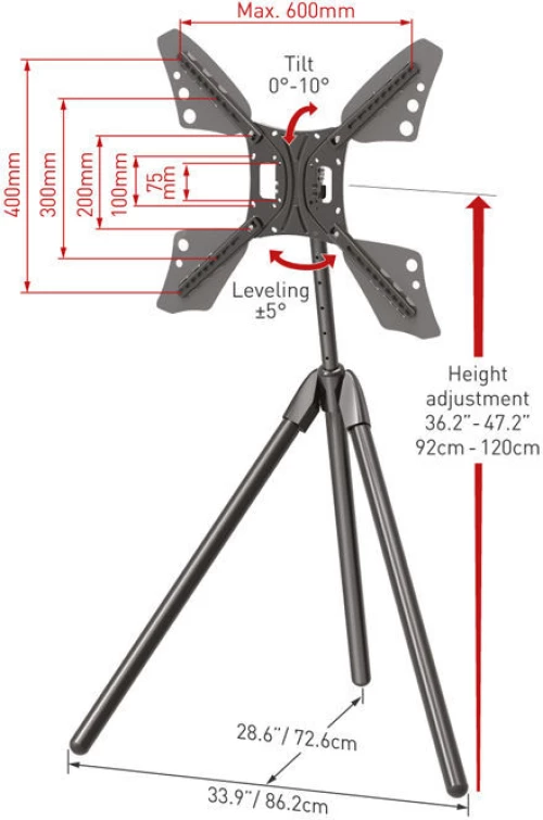 Βάση Τηλεόρασης Δαπέδου DTP410 Barkan 13" - 83" σε Τρίποδο