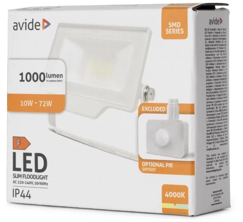 Avide Προβολέας LED SMD 10W NW 4000K με Δυνατότητα Προσθήκης Αισθητήρα PIR Λευκό