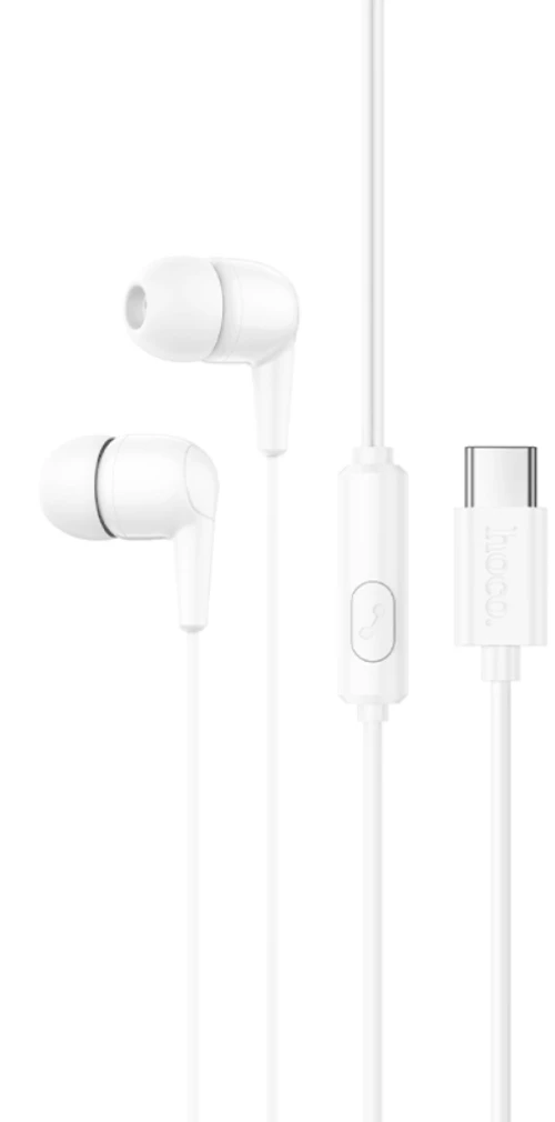 Hands Free Hoco M97 Enjoy Universal Earphones Stereo Bass USB-C με Μικρόφωνο Συμβατά με Όλες τις Συσκευές USB-C Λευκό 1.2m