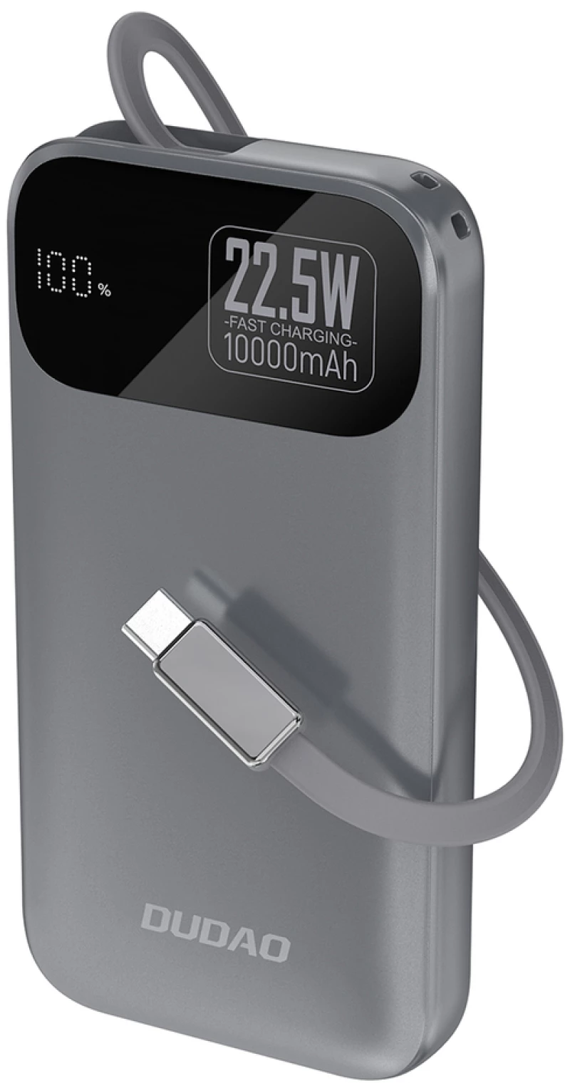 Dudao K31 10000 mAh 22.5W PD Powerbank with Built-in Cable - Gray
