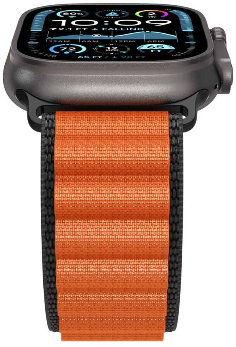 Spigen WBF1 Strap for Apple Watch 44 / 45 / 46 / 49 mm - Black and Orange