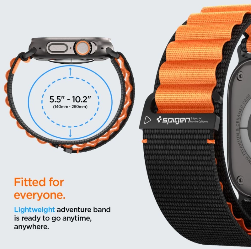 Spigen WBF1 Strap for Apple Watch 44 / 45 / 46 / 49 mm - Black and Orange