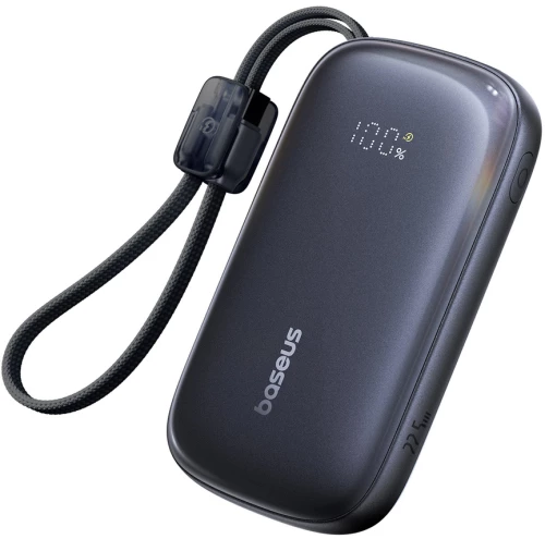 Baseus EnerFill FC21 QPow3 Ultra 10000mAh 22.5W Power Bank with Digital Display and Detachable Cable - Black