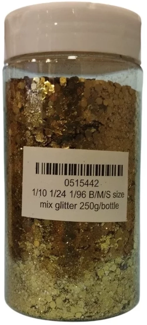 Χρυσόσκονη glitter χρυσή, Mix 250gr