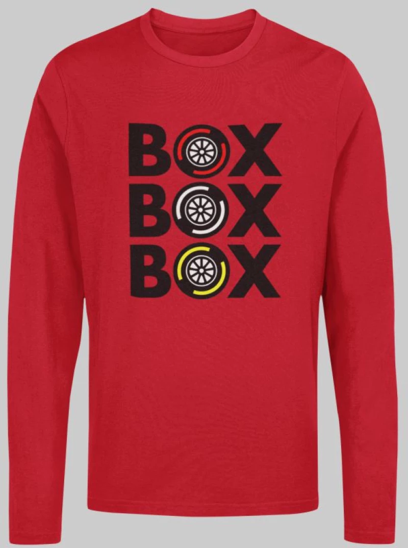"Box Box Box" Μακρυμάνικο T-Shirt - RED