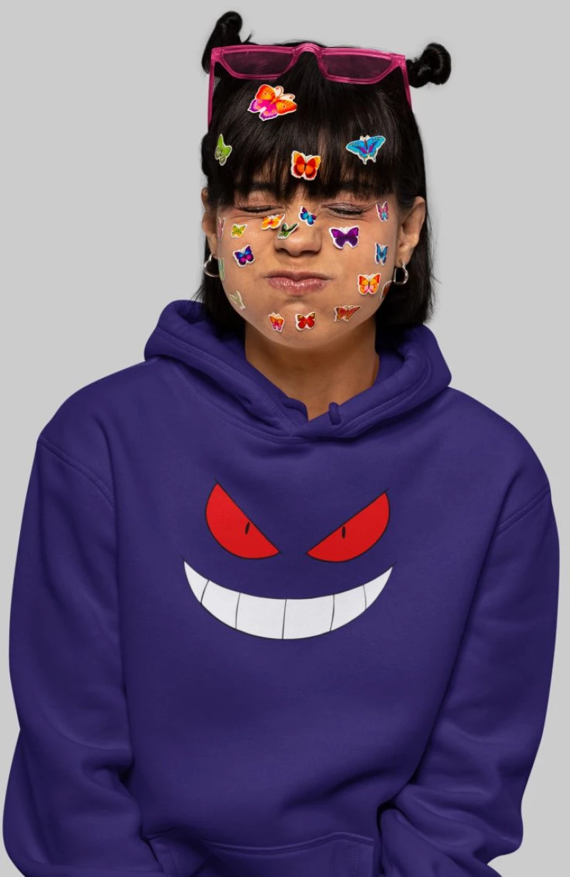 Gengar W Φούτερ με Κουκούλα - DARK PURPLE