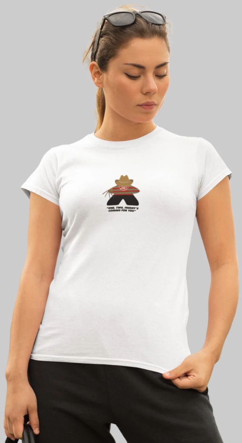 Freddy Krueger Meeple W T-Shirt - WHITE