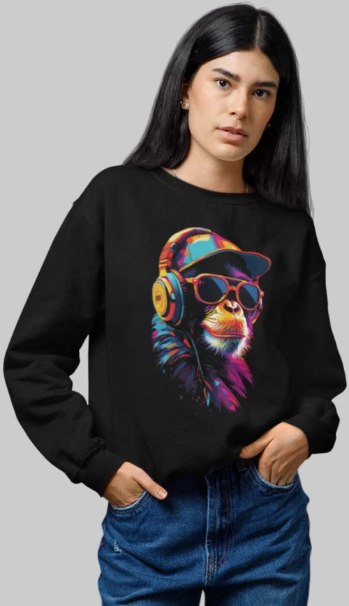 Funky Monkey W Φούτερ - BLACK