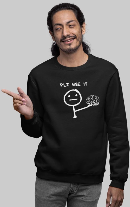 "PLZ USE IT" Φούτερ - BLACK