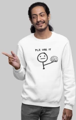 "PLZ USE IT" Φούτερ - BLACK