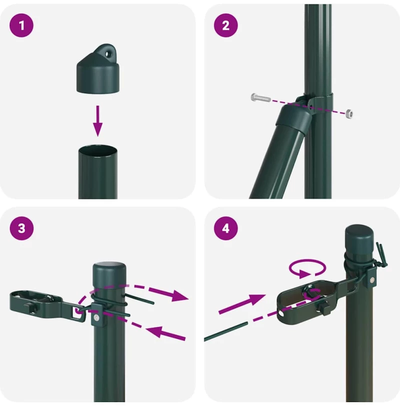 Πό Posts 13 τεμ Πράσινο Ø32 mm 210 cm Γαλβανισμένο Ατσάλι Πράσινο 42004201