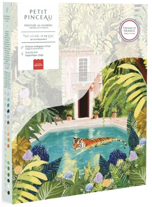 PETIT PINCEAU ΖΩΓΡΑΦΙΚΗ ΜΕ ΑΡΙΘΜΟΥΣ - TIGER RELAXING IN MY POOL (350065)- 350065