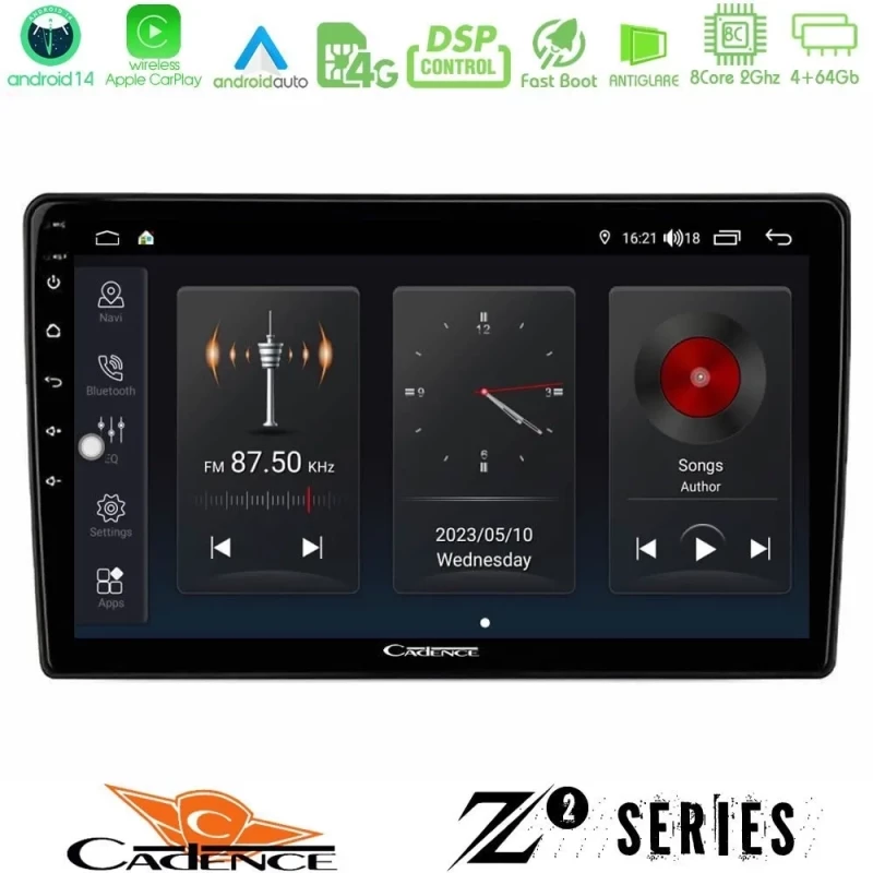 Cadence Z2 Series 8Core Android14 4+64GB Hyundai H1 2009-2015 Navigation Multimedia Tablet 9" Με Carplay & Android Auto U-Z2-HY0632