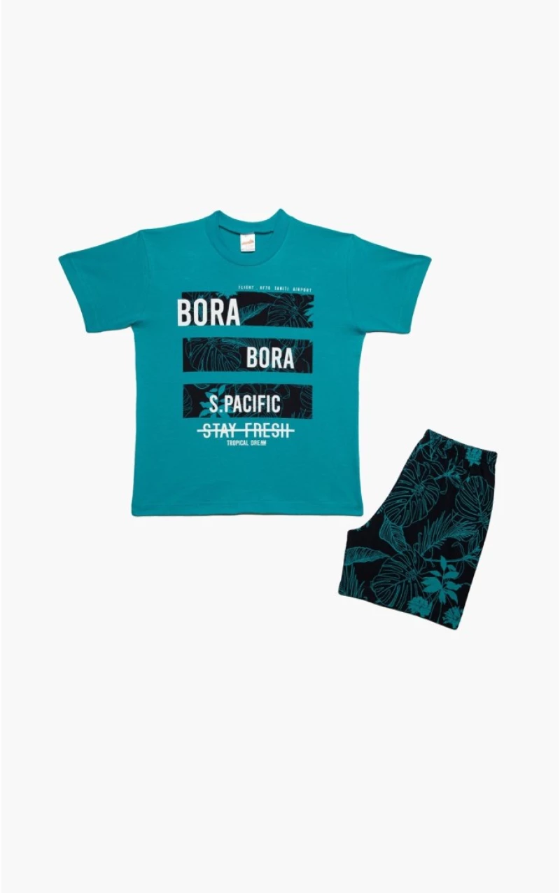 Πυτζάμα Παιδική Καλοκαιρινή Minerva Bora Bora Πετρόλ No10 61948-779