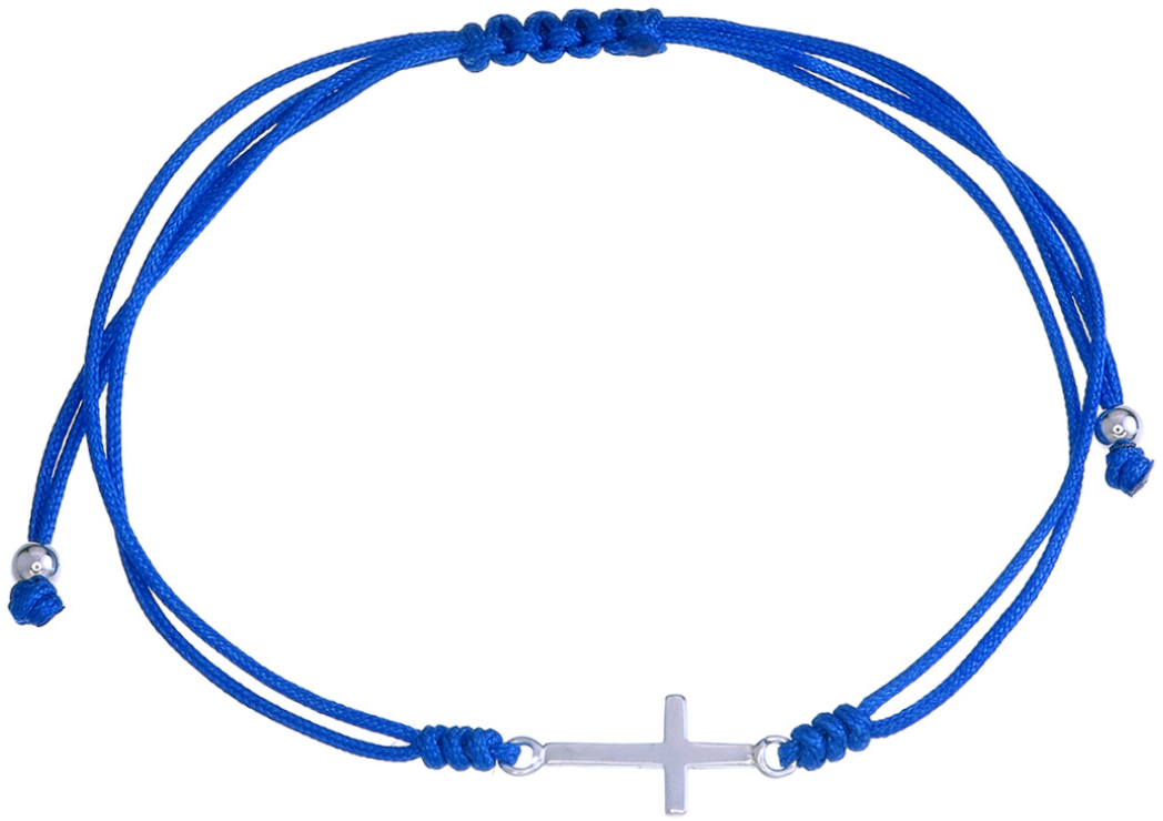 Χειροποίητο Βραχιόλι Ασημένιο Σταυρό BSC925-Μπλε