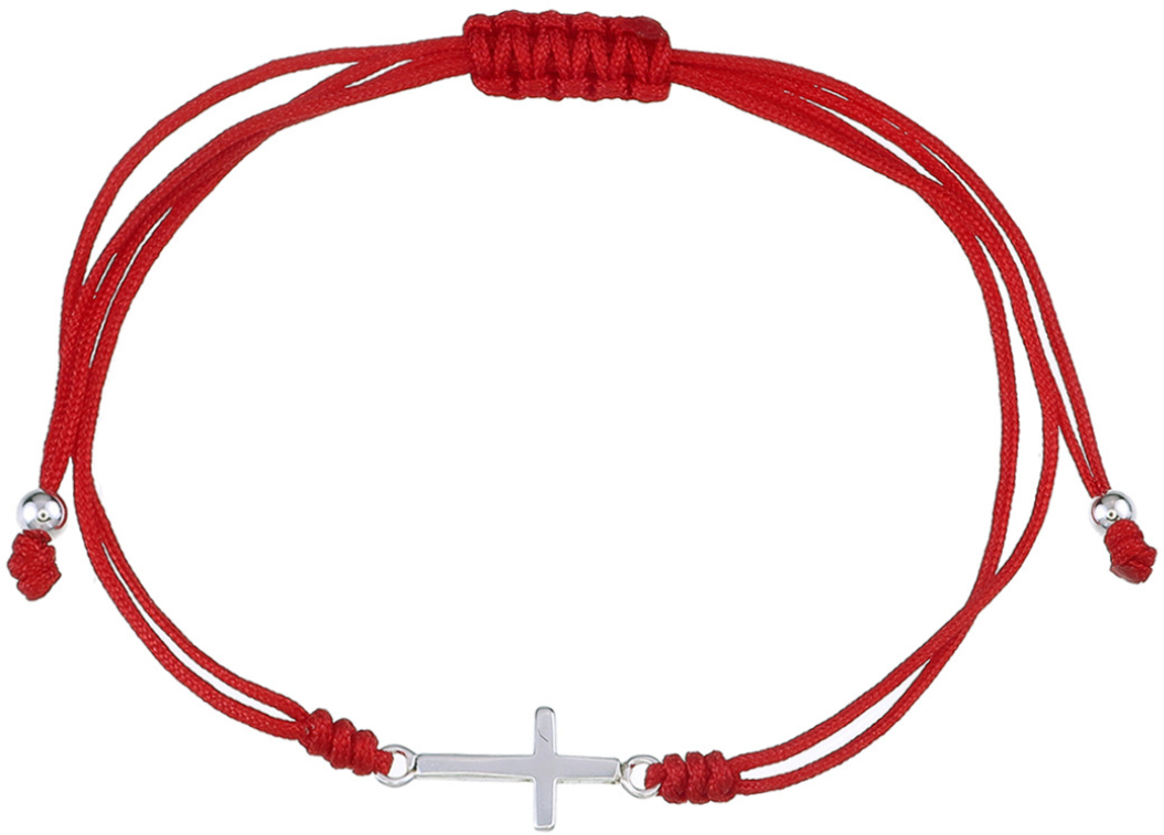 Χειροποίητο Βραχιόλι Ασημένιο Σταυρό BSC925-Κόκκινο