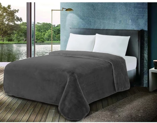 Κουβέρτα ΚΟΜΒΟΣ Βελουτέ 600gr Μονή 160x220 Chateua Grey