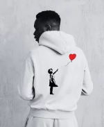 Φούτερ Με Τύπωμα Banksy HOOD916-Λευκό