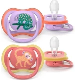 AVENT Πιπίλα Σιλικόνης Ultra Air 18m Κορίτσι  (Μαϊμού/Βάτραχος) 2 Τεμάχια