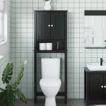 vidaXL Ντουλάπι Τουαλέτας BERG Μαύρο 60 x 27 x 164,5 εκ. Μασίφ Ξύλο