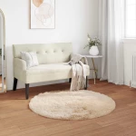 vidaXL Ψεύτικο Δέρμα Προβάτου Χαλί Tafalla Μπεζ Ø 80 cm Πολυεστέρας