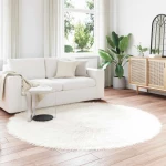 vidaXL Ψεύτικο Δέρμα Προβάτου Χαλί Tafalla Λευκό Ø 160 cm Πολυεστέρας