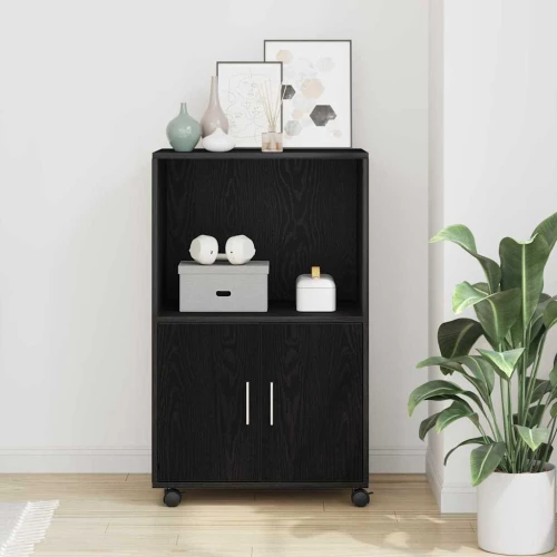 vidaXL Κυλιόμενο ντουλάπι Μαύρη Οξυά 55 x 40 x 91 εκ.