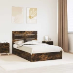 vidaXL Κρεβάτι Αποθήκης Καπνιστό Δρύς 135 x 190 cm Επεξεργασμένο ξύλο