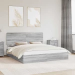 vidaXL Κρεβάτι Αποθήκης Γκρίζο Σονομα 200 x 200 cm Επεξεργασμένο ξύλο