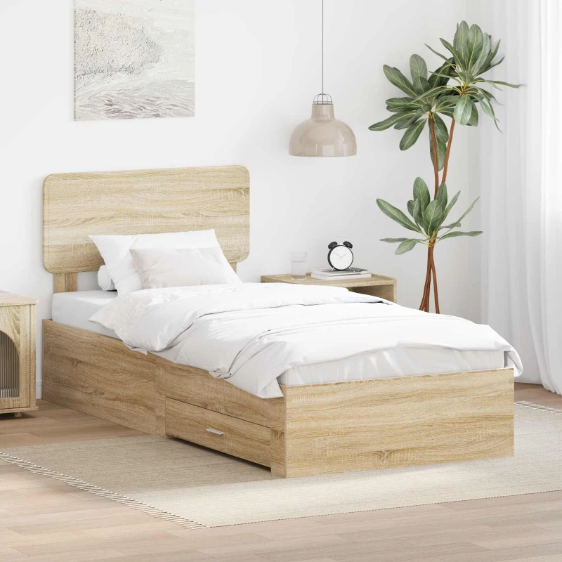 vidaXL Σκελετός Κρεβατιού Δρύς Sonoma 90 x 190 cm Επεξεργασμένο ξύλο