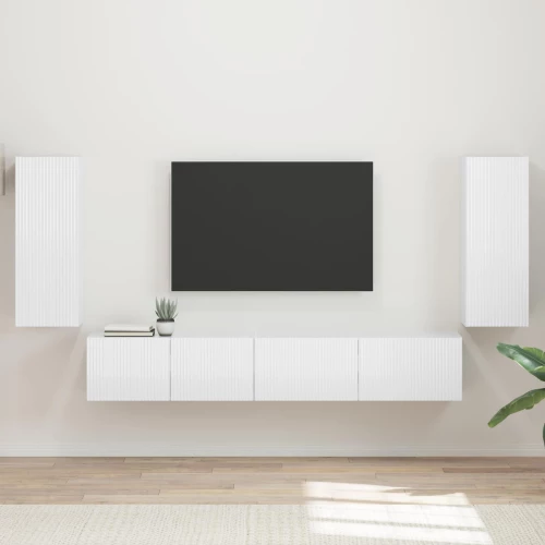 vidaXL 3 pcs Υψηλής γυαλάδας λευκό