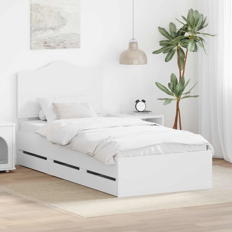 vidaXL Σκελετός Κρεβατιού Λευκό 75 x 190 cm Μηχανήματος Ξύλο