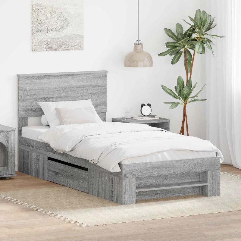 vidaXL Σκελετός Κρεβατιού Γκρίζο Σονομα 80 x 200 cm Επεξεργασμένο ξύλο