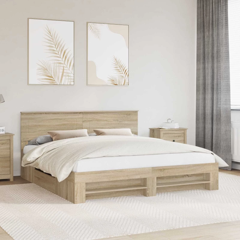 vidaXL Σκελετός Κρεβατιού Δρύς Sonoma 180 x 200 cm Επεξεργασμένο ξύλο