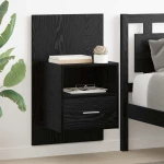 vidaXL Κομοδίνο 2 pcs Μαύρη Οξυά 50 x 32.5 x 80 εκ. Επεξεργασμένο ξύλο