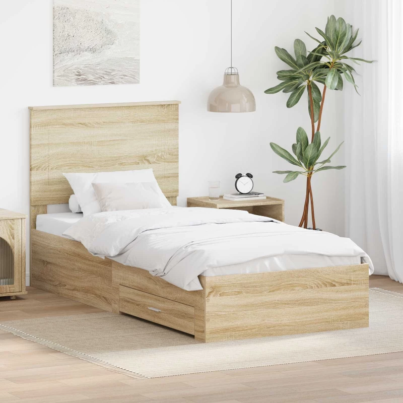 vidaXL Σκελετός Κρεβατιού Δρύς Sonoma 90 x 190 cm Επεξεργασμένο ξύλο