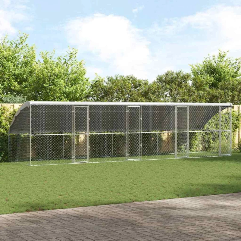 vidaXL Κλουβί Σκύλου με αποθήκευση 4 pcs Ασημί 8 x 2 x 2 m Ατσάλι