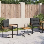 vidaXL Σετ Εξωτερικών Επίπλων με μαξιλάρι 3 pcs Σκούρο Γκρι