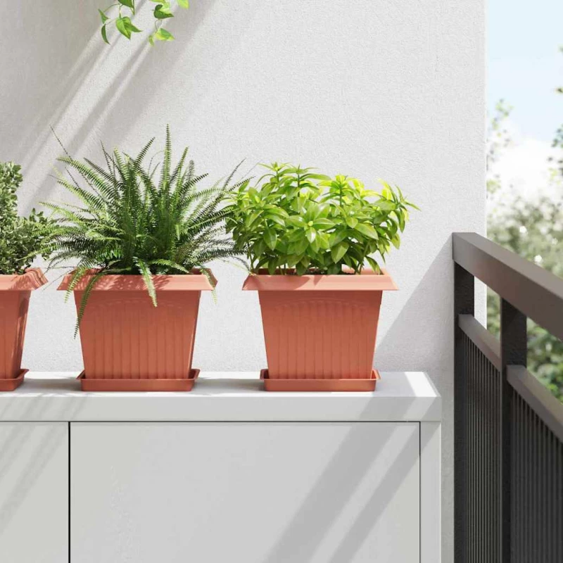 vidaXL Τετράγωνη Γλάστρα για Λουλούδια 24 pcs Κεραμιδί