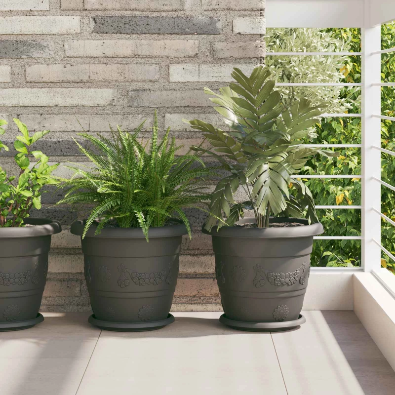vidaXL Γλάστρες φυτών 24 pcs Μαύρο Ø 26 x 21.5 εκ Πλαστικό